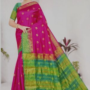 BENARASI SOFT SILK SAREE PINK COLOR WITH BLOUSE SET