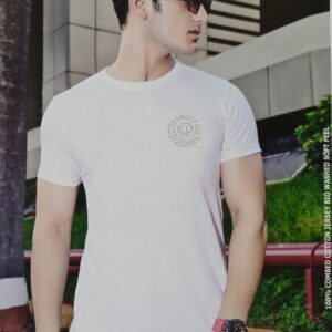 BRAND SOFT COTTON T-SHIRT WHITE ROUND NECK & COMFORTABLE AND FIT TO BODY.