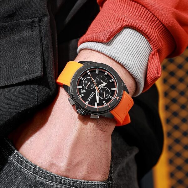 HUGO BOSS VOLANE ANALOG BLACK DIAL - ORANGE BAND - Image 2